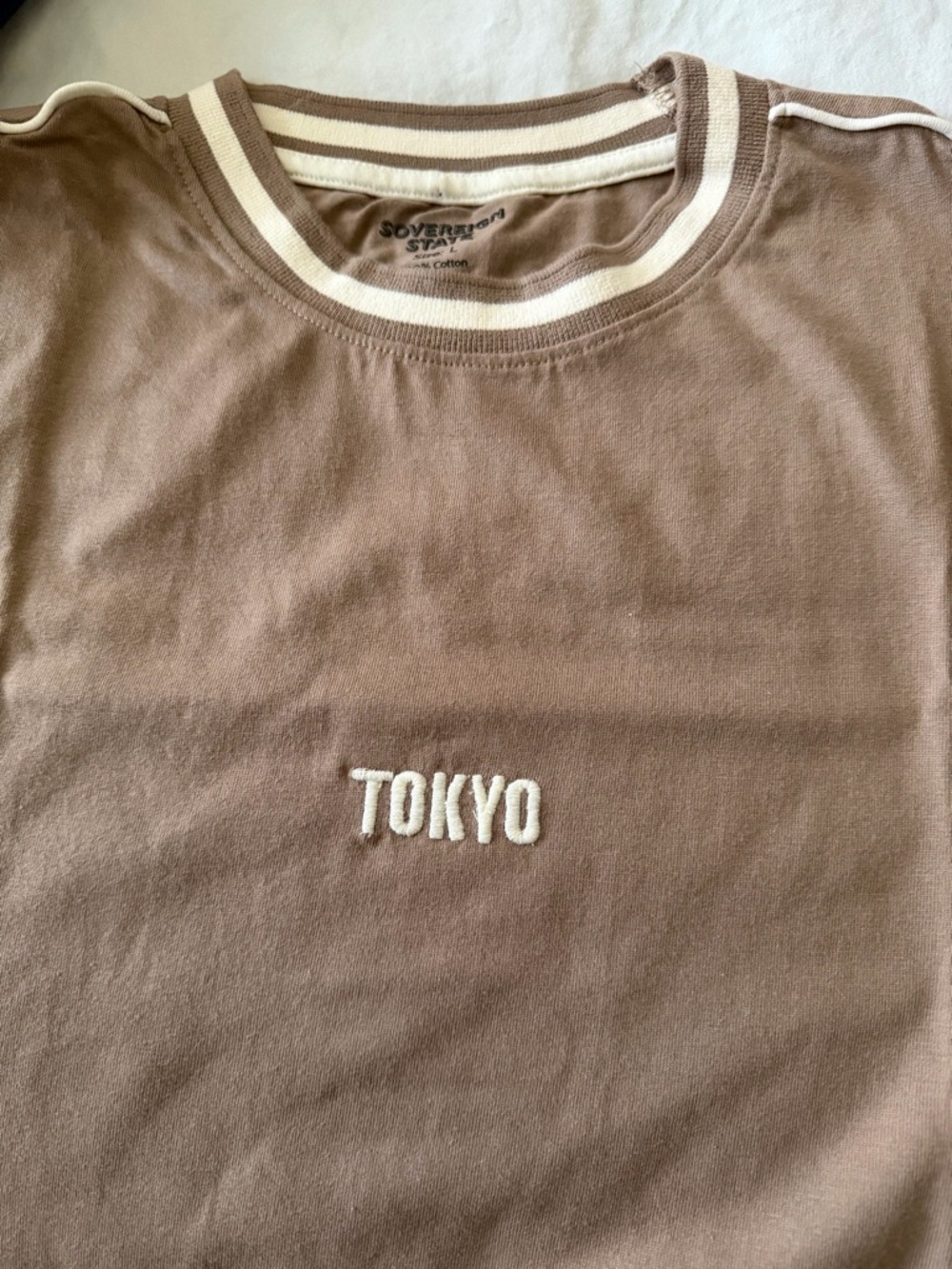 TOKYO Embroidered Short Sleeve Tee - Brown